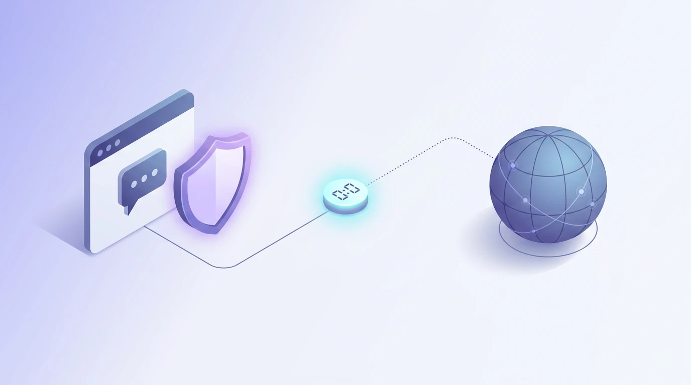 Privacy-friendly data flow where only the tracking number passes from the chat widget to 17TRACK